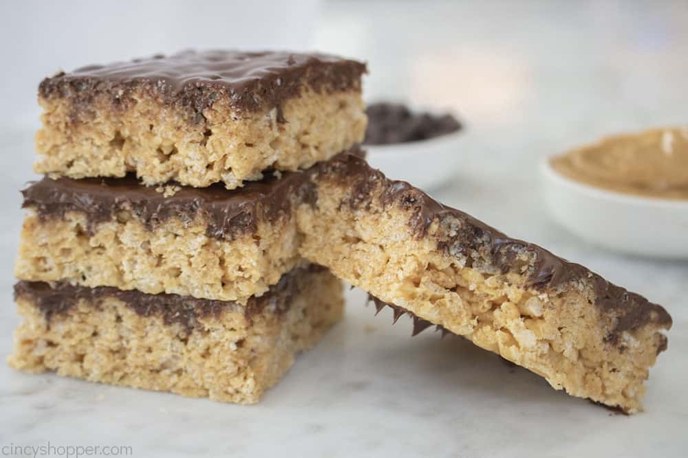 Stack and bite taken from Peanut Butter flavored Rice Krispie Treats