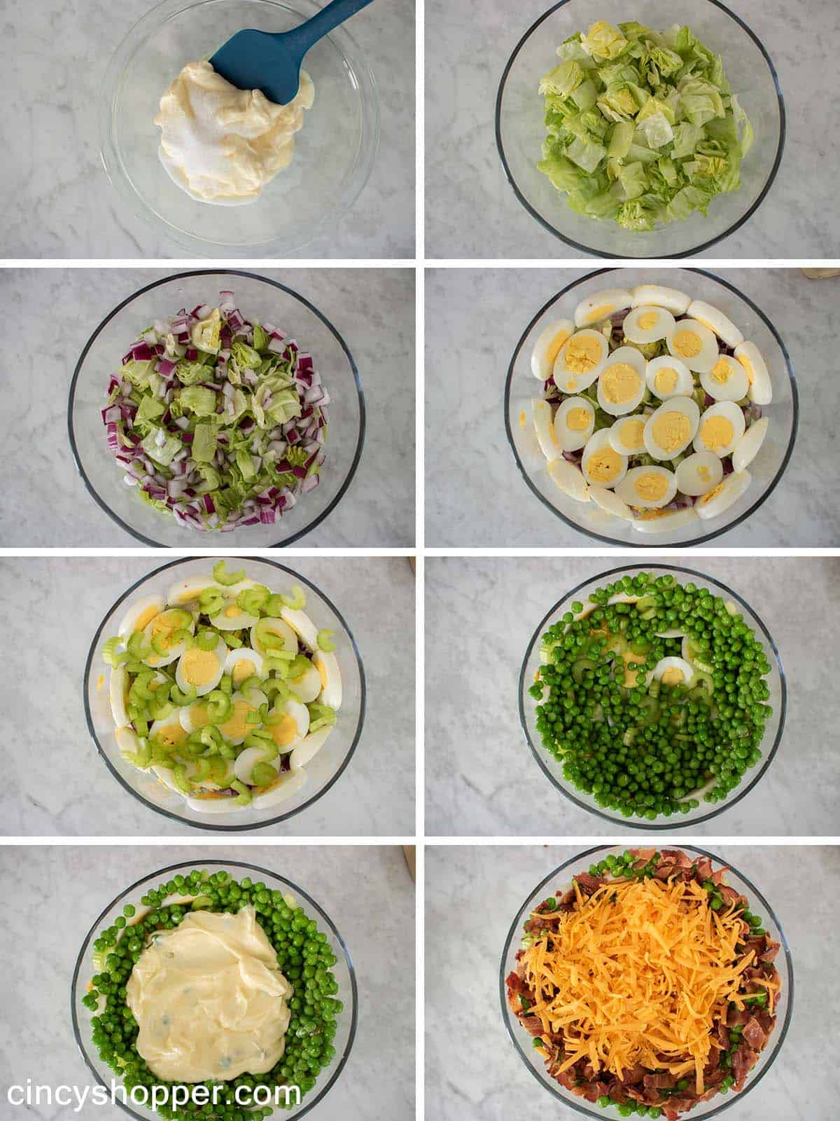 Process to make 7 Layer Salad
