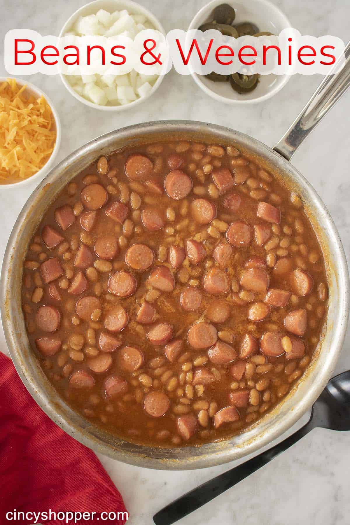Text on image with Beans & Weenies