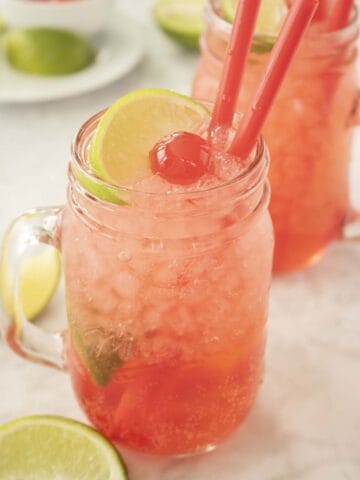 Cherry Limeade in a glass.