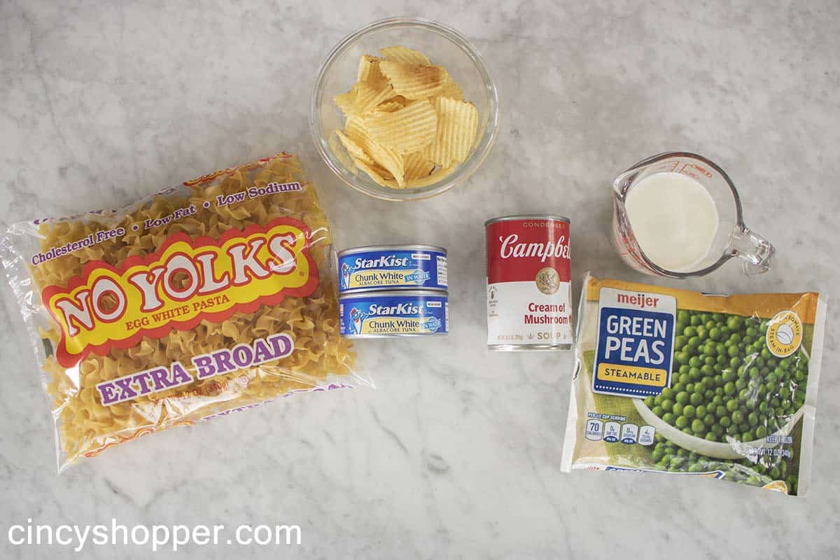 Ingredients to make Easy Tuna Noodle Casserole