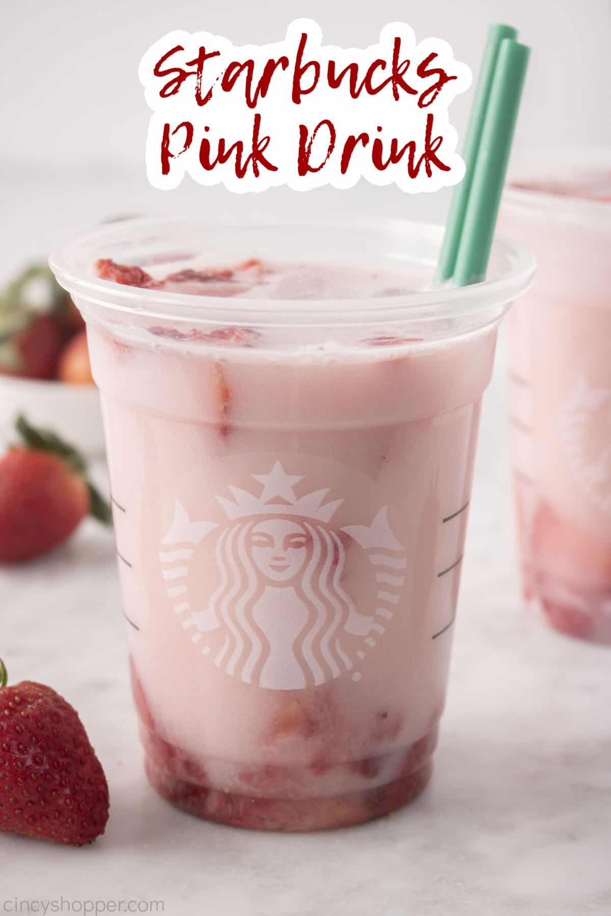 Strawberry Starbucks Cup With Straw Topper 