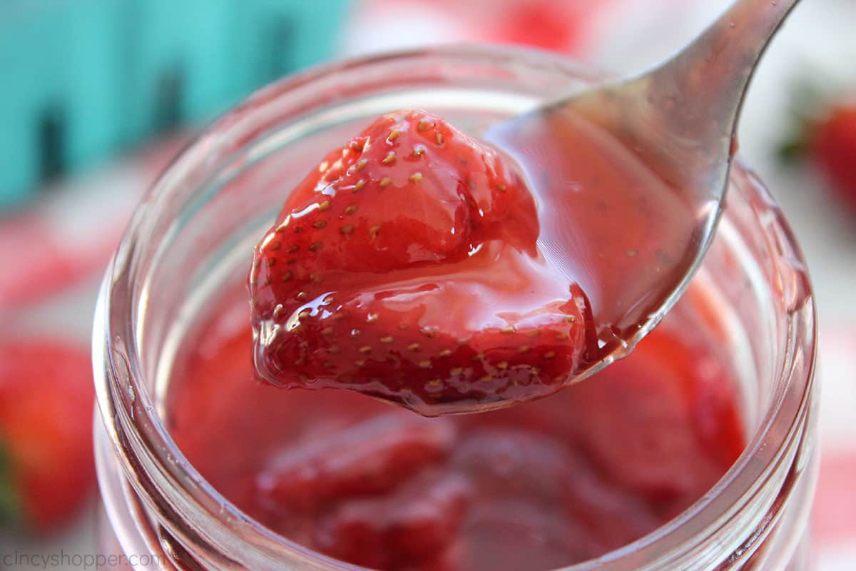 Strawberry Sauce on a spoon