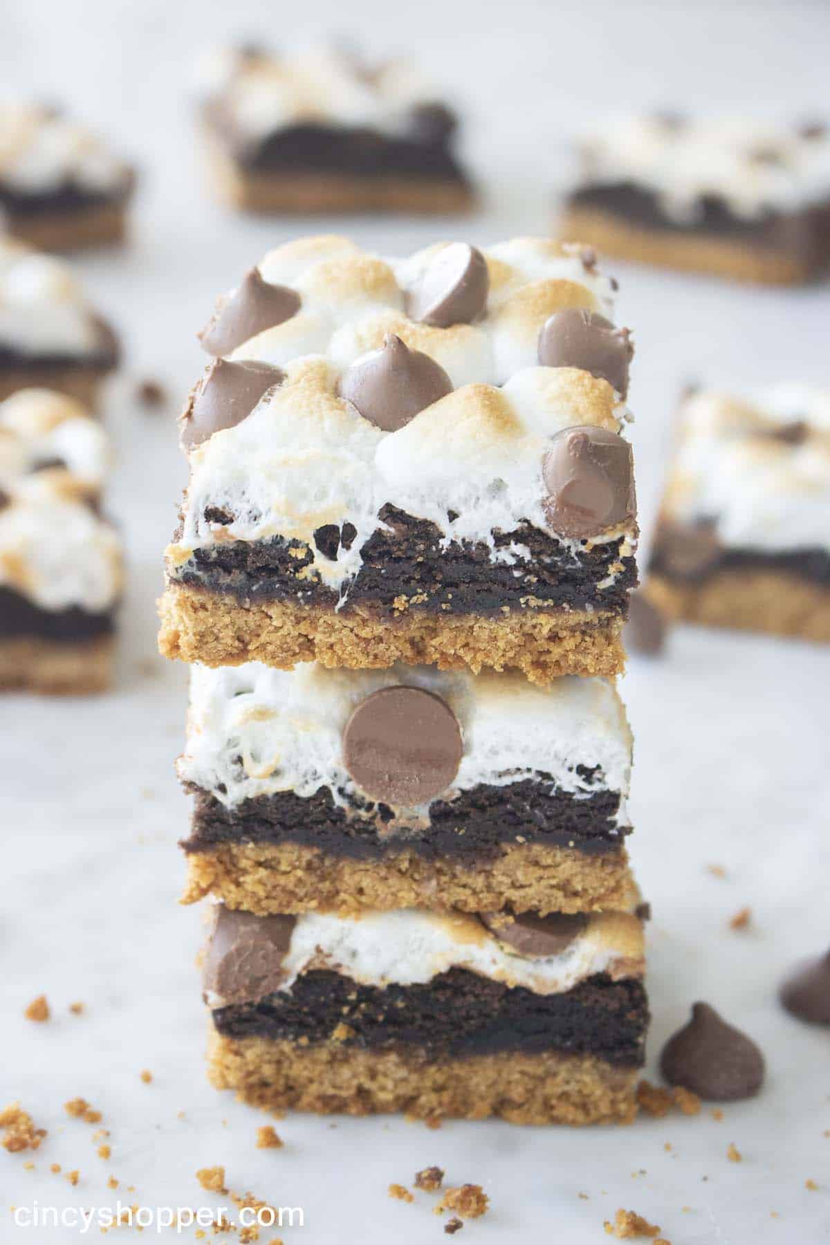 Stack of S'mores Brownies.