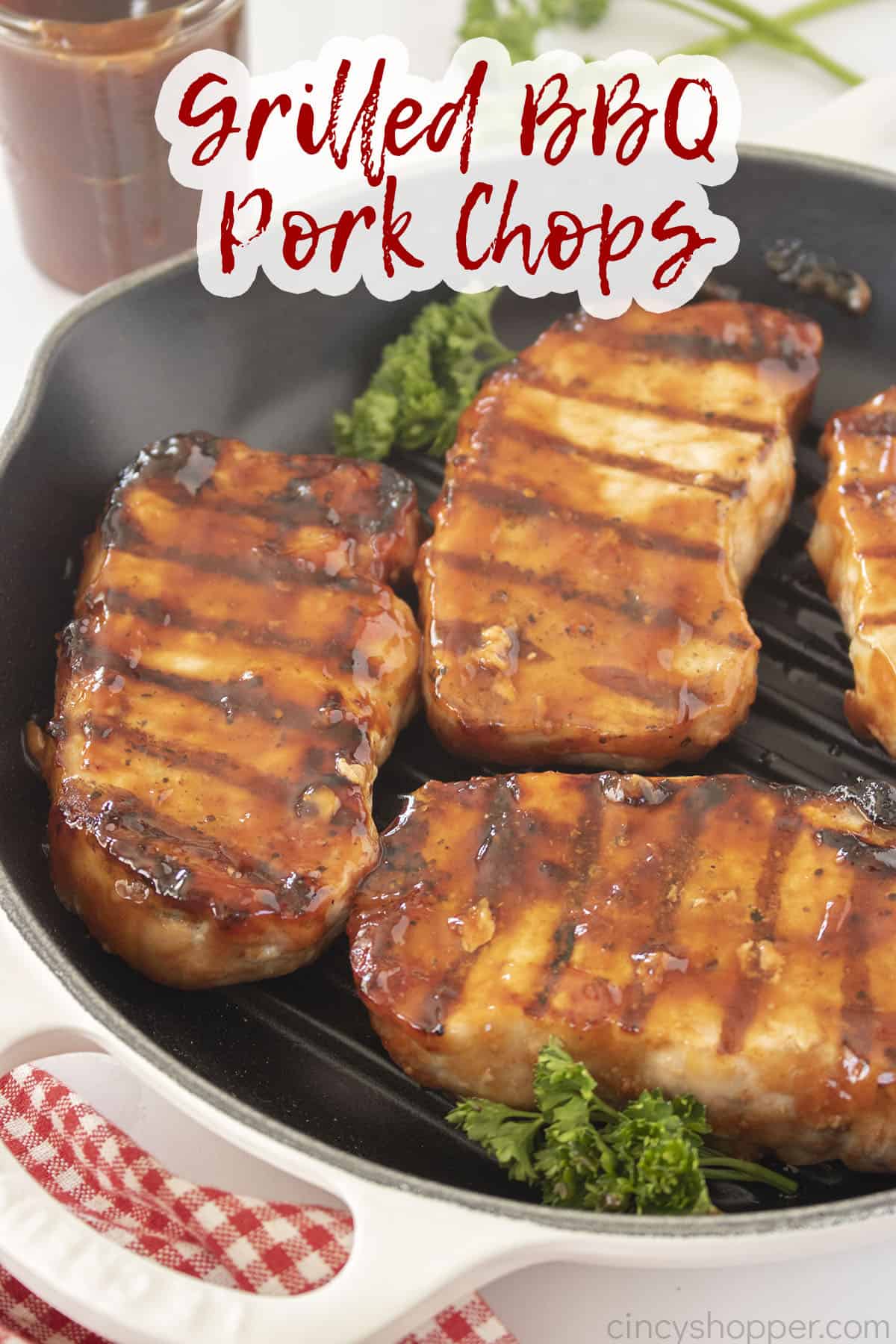 Text on image Grilled BBQ Pork Chops.
