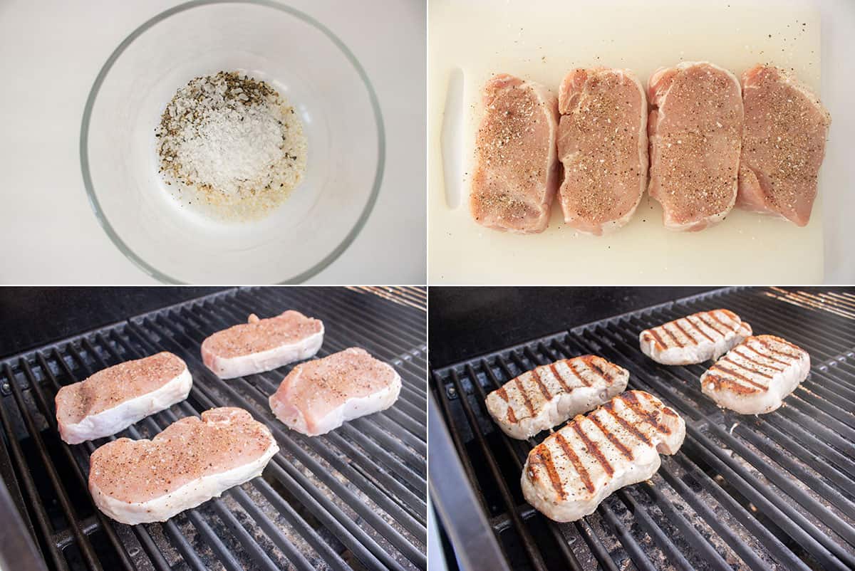 Process to make pork chops on the grill.
