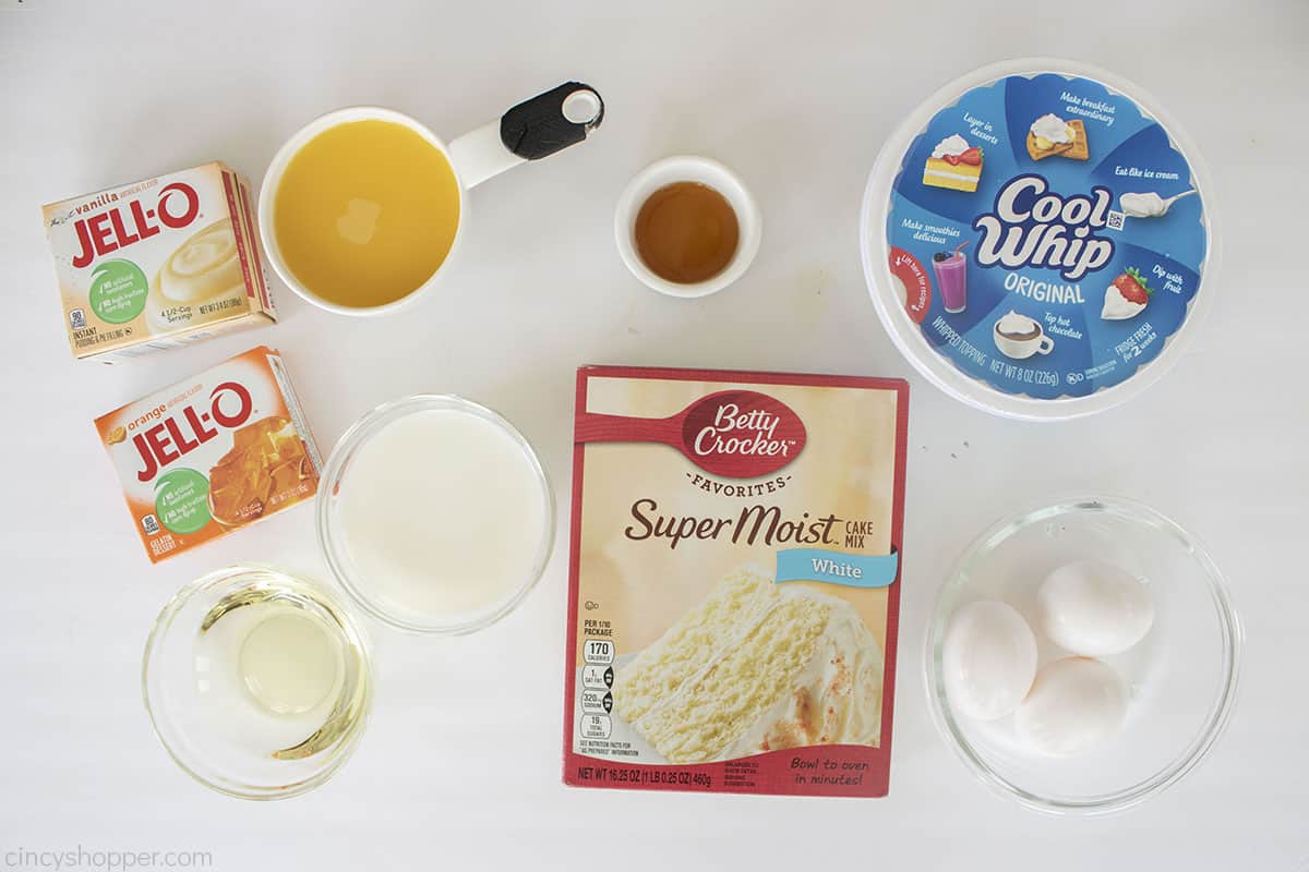 Ingredients to make Orange Creamsicle Cake