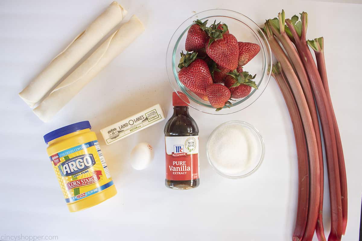 Ingredients to make Strawberry Rhubarb Pie