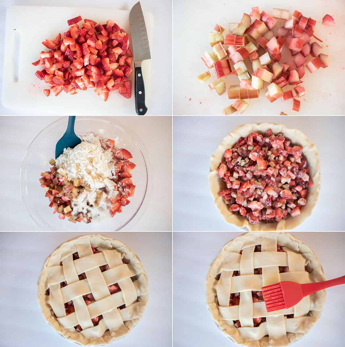 Process of making Strawberry Rhubarb Pie recipe