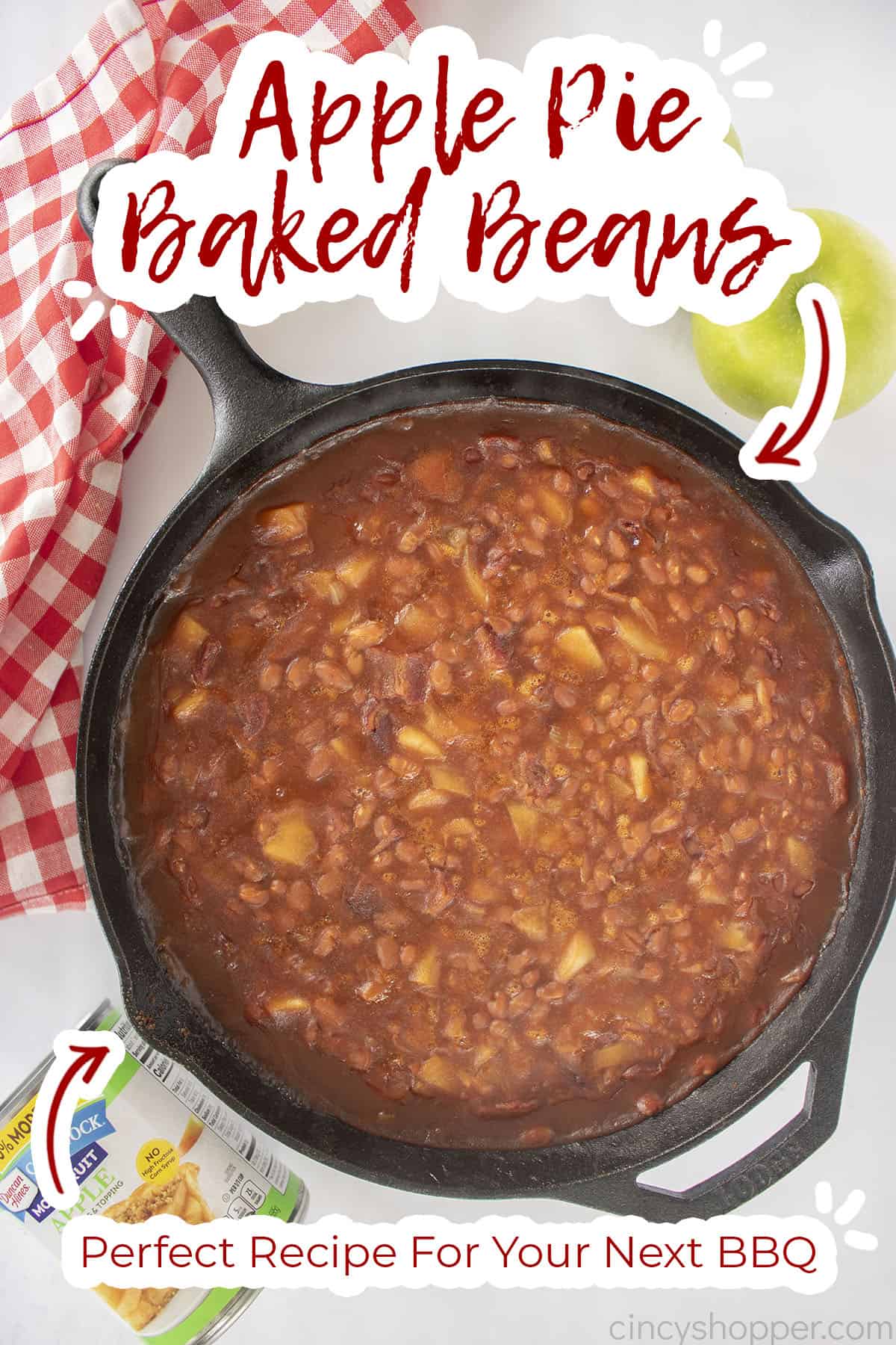 Text on image Apple Pie Baked Beans.