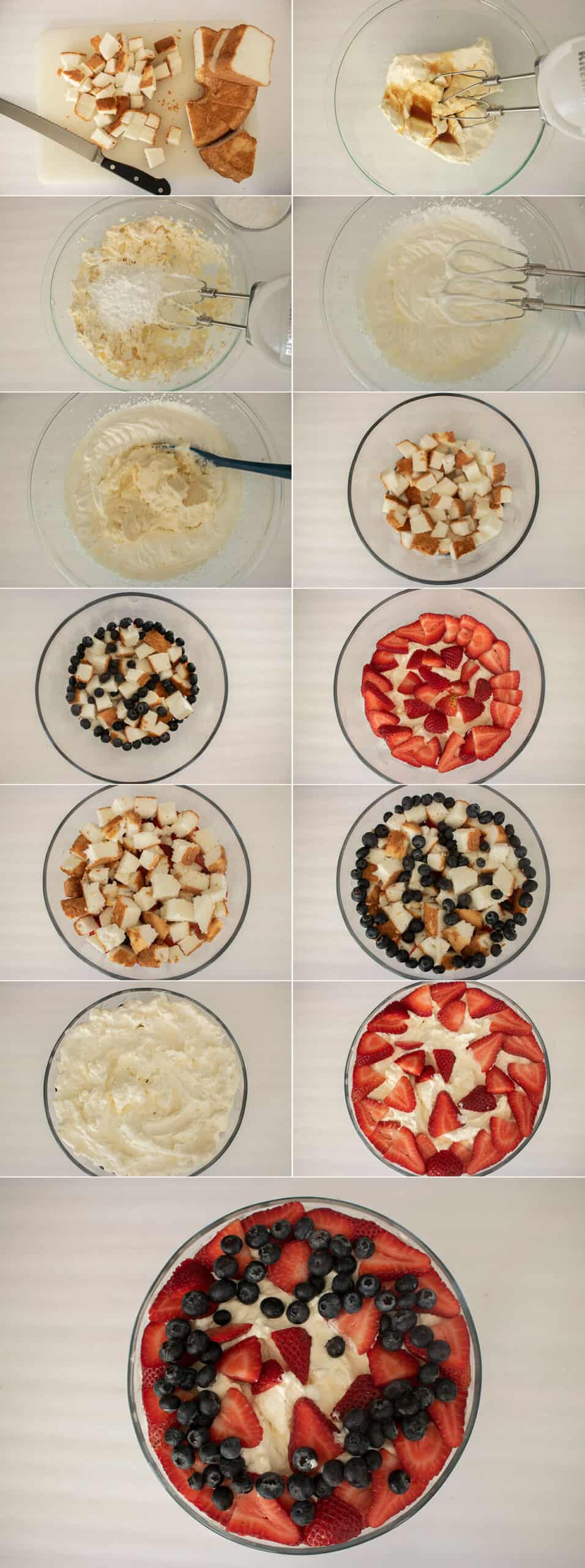Process of making trifle filling and layers.