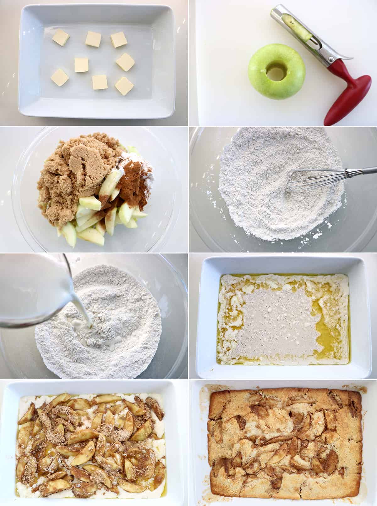 Process for making homemade apple cobbler.