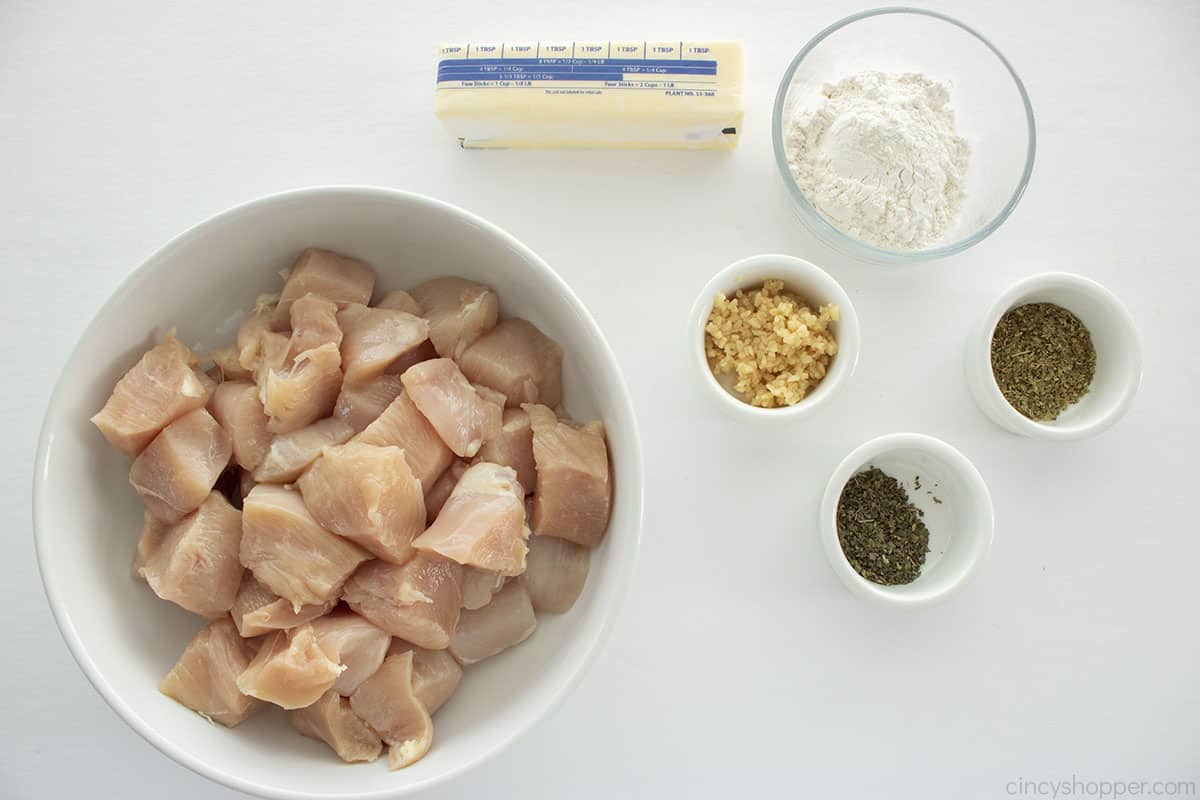 Garlic Butter Chicken Bite Ingredients.