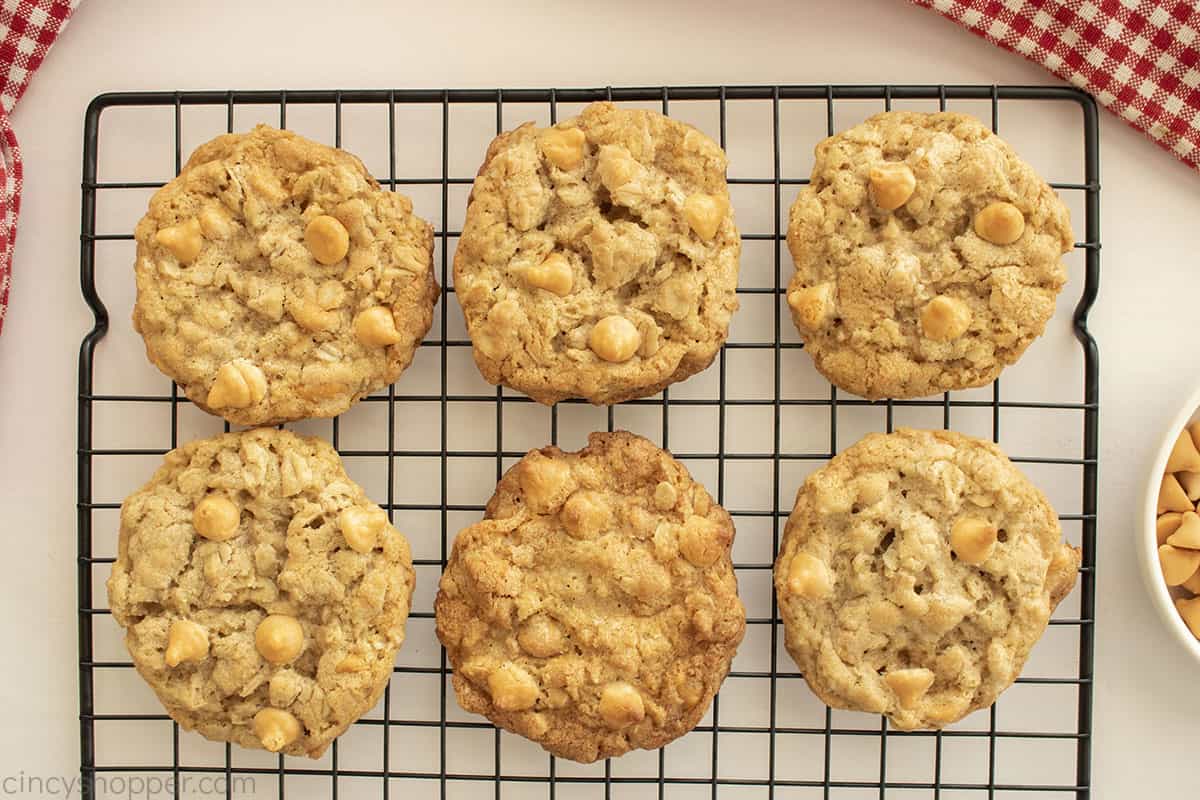 Butterscotch cookies on a cooling rack.