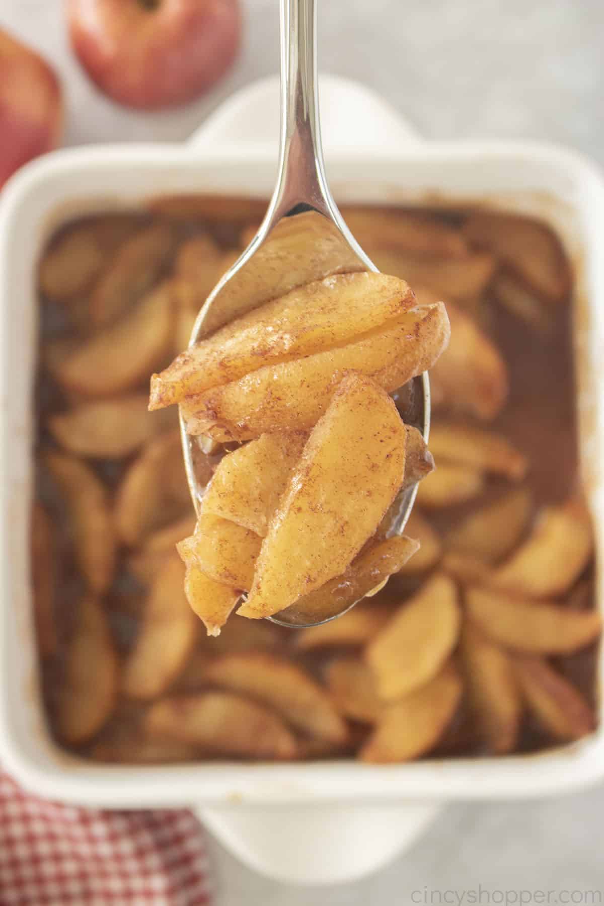 Spoon with Baked Cinnamon Apples.