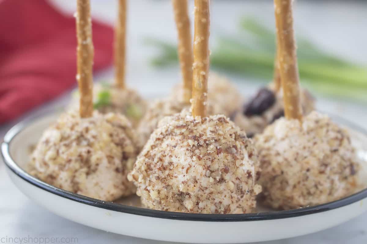 Pretzel stick appetizers on a plate.