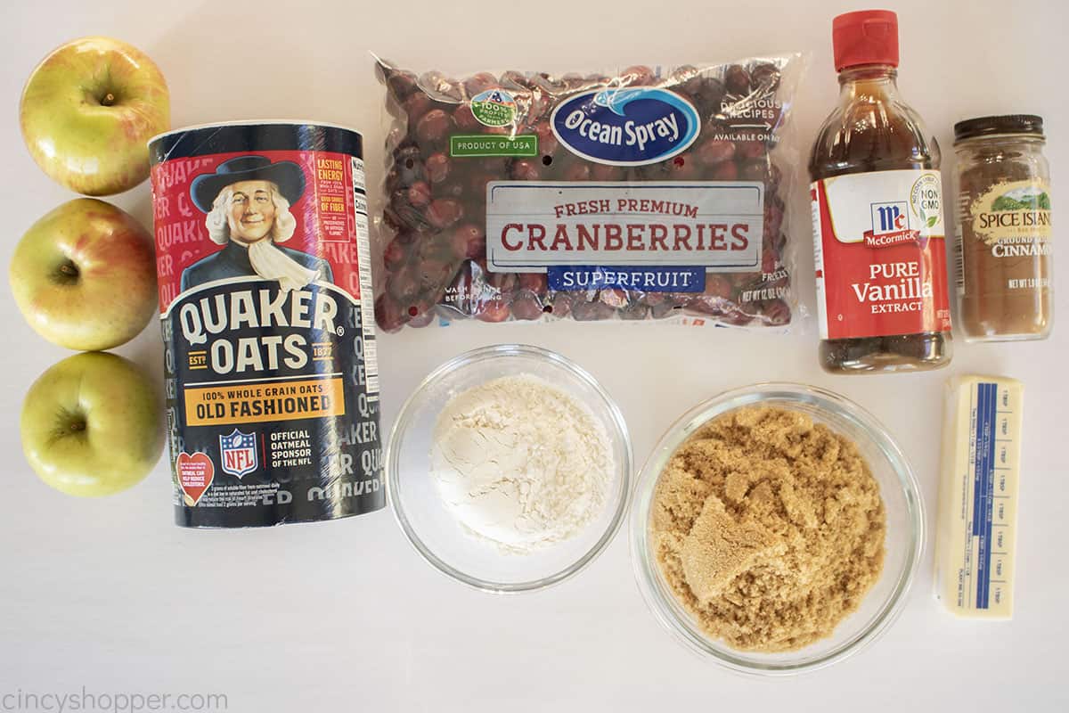 Apple Cranberry Crisp ingredients.