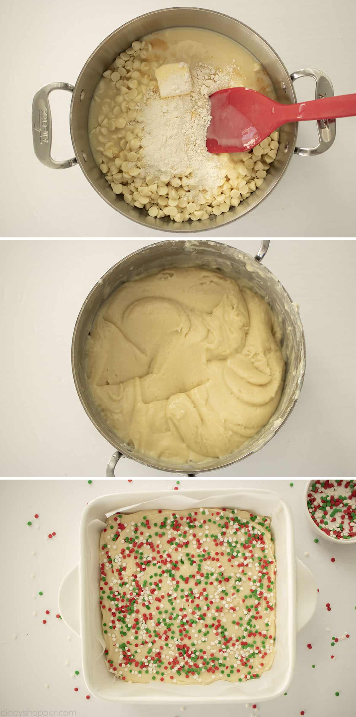 Pan with Sugar Cookie Fudge ingredients.