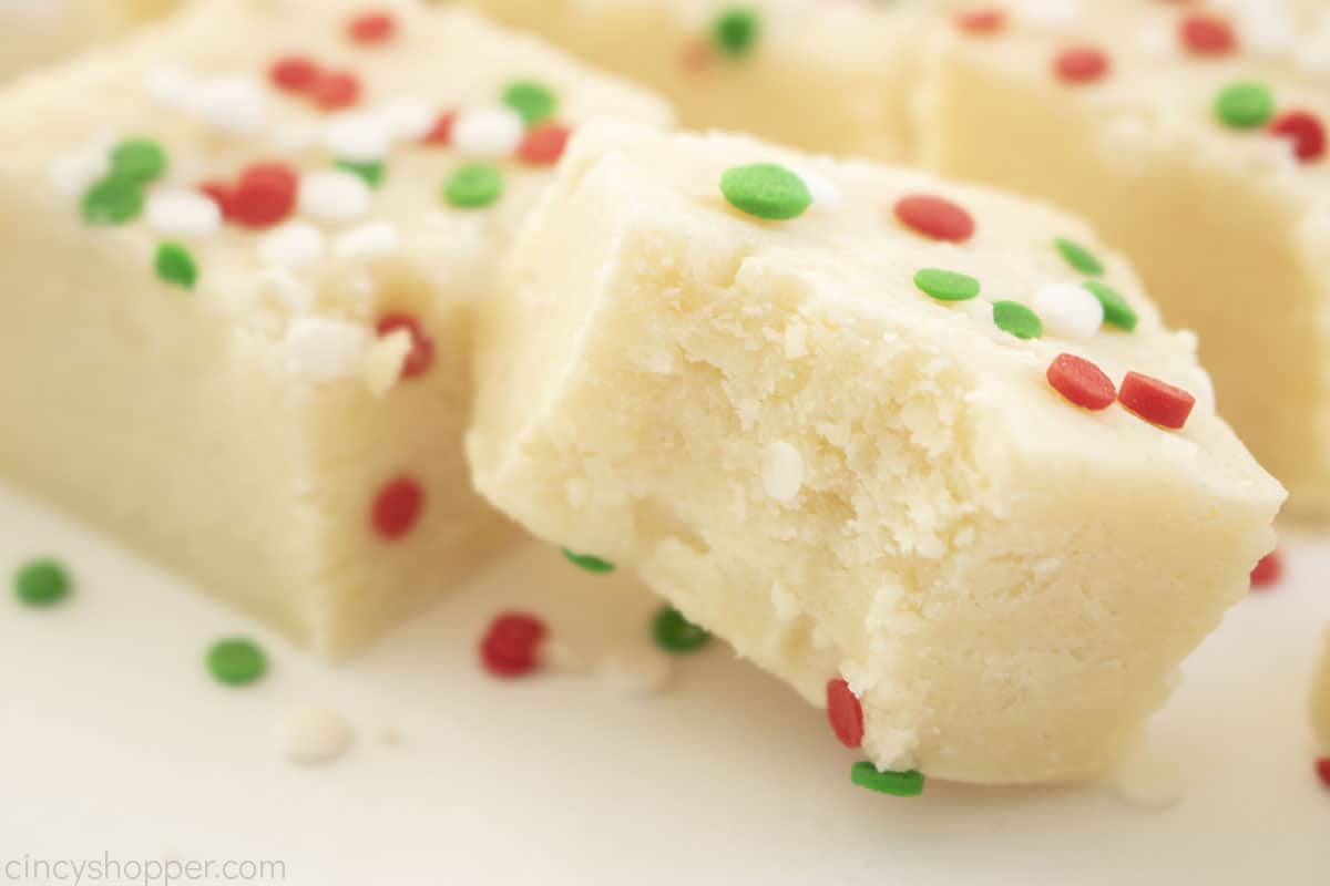 Sugar cookie white chocolate fudge with bite.