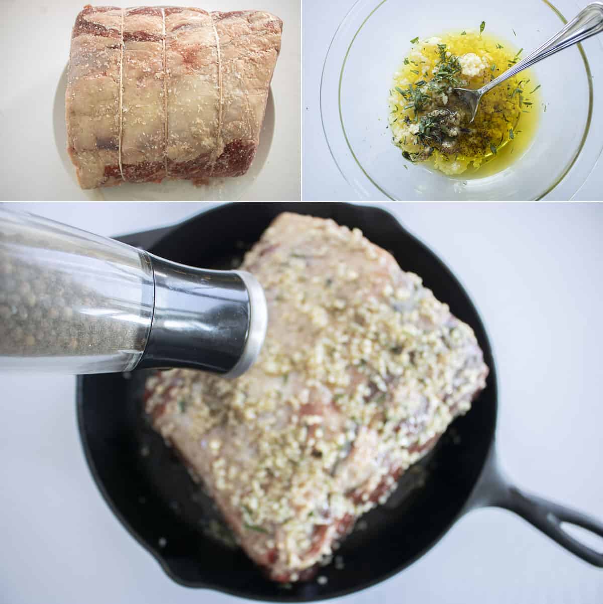 Showing process How to make Prime Rib with Herb Crust