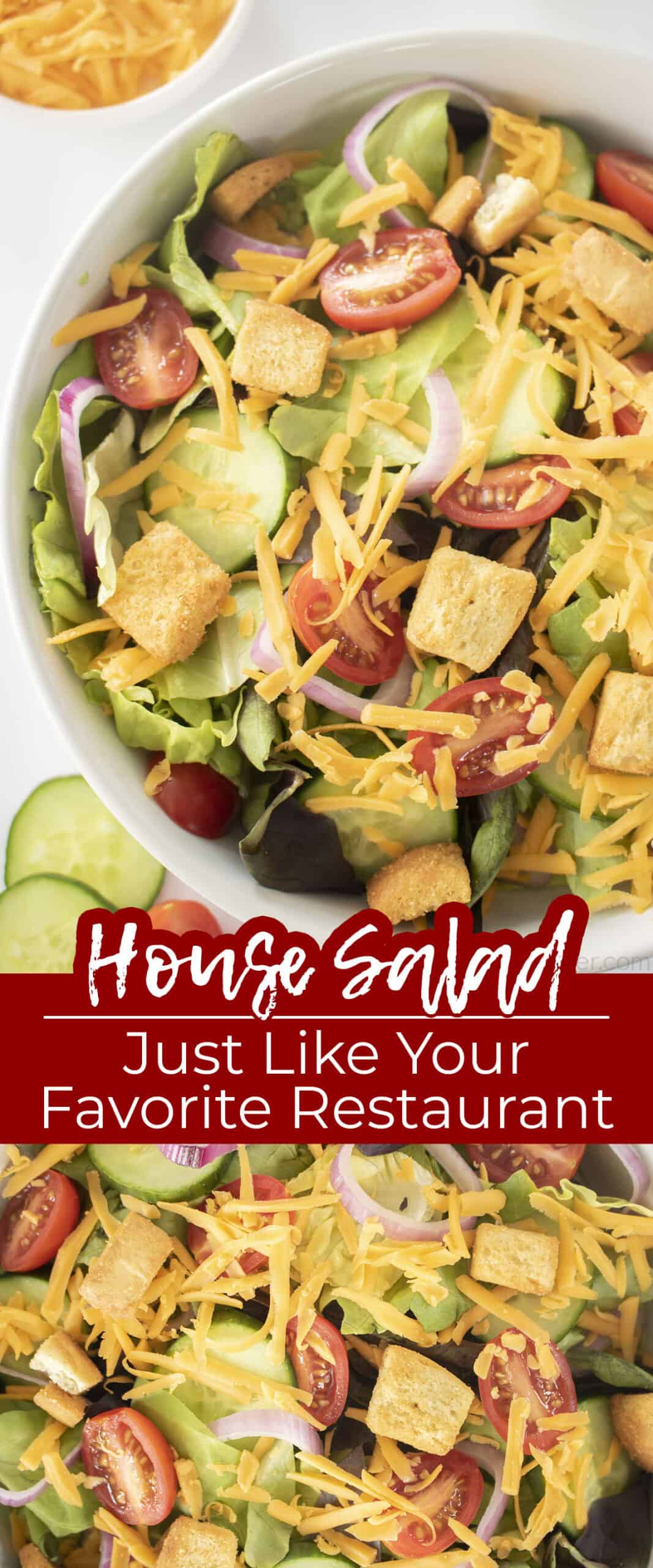 Long Pin text on image House Salad just like your favorite restaurants. 