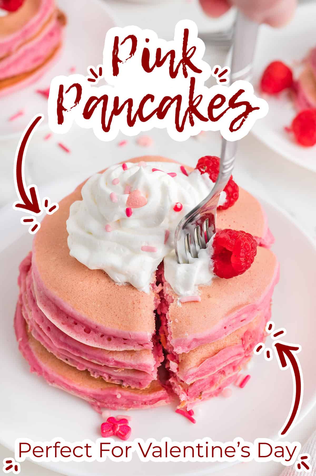Text on image Pink Pancakes Perfect for Valentine's Day!