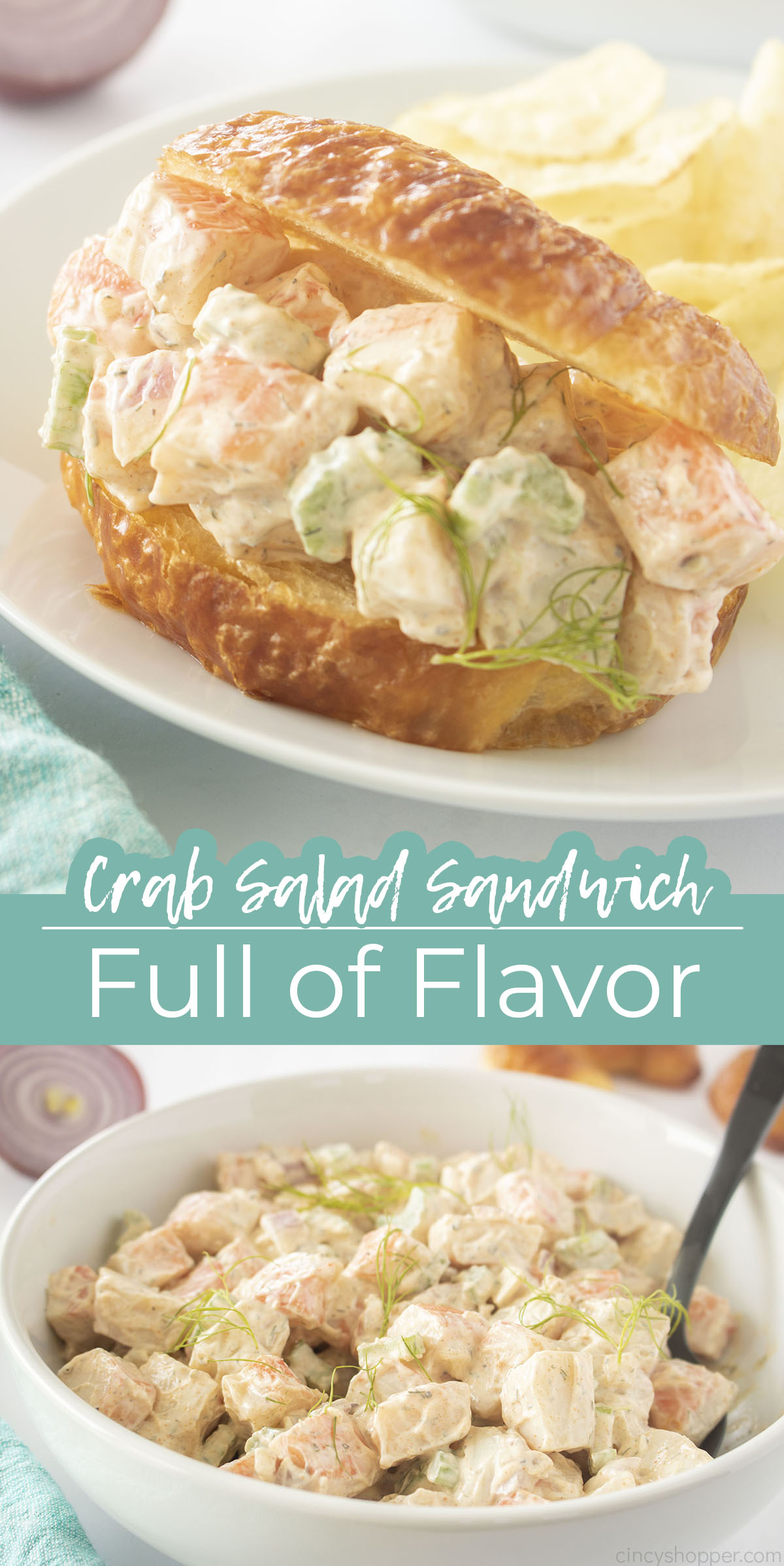 Long in text on image Crab Salad Sandwich Full of Flavor.