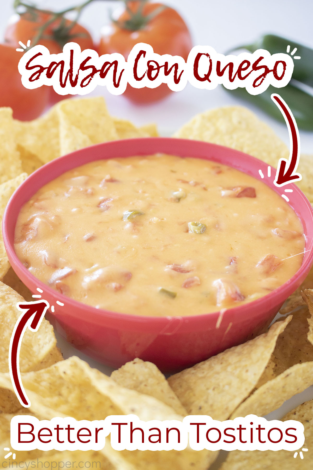 Text on image Salsa Con Queso Better than Tostitos