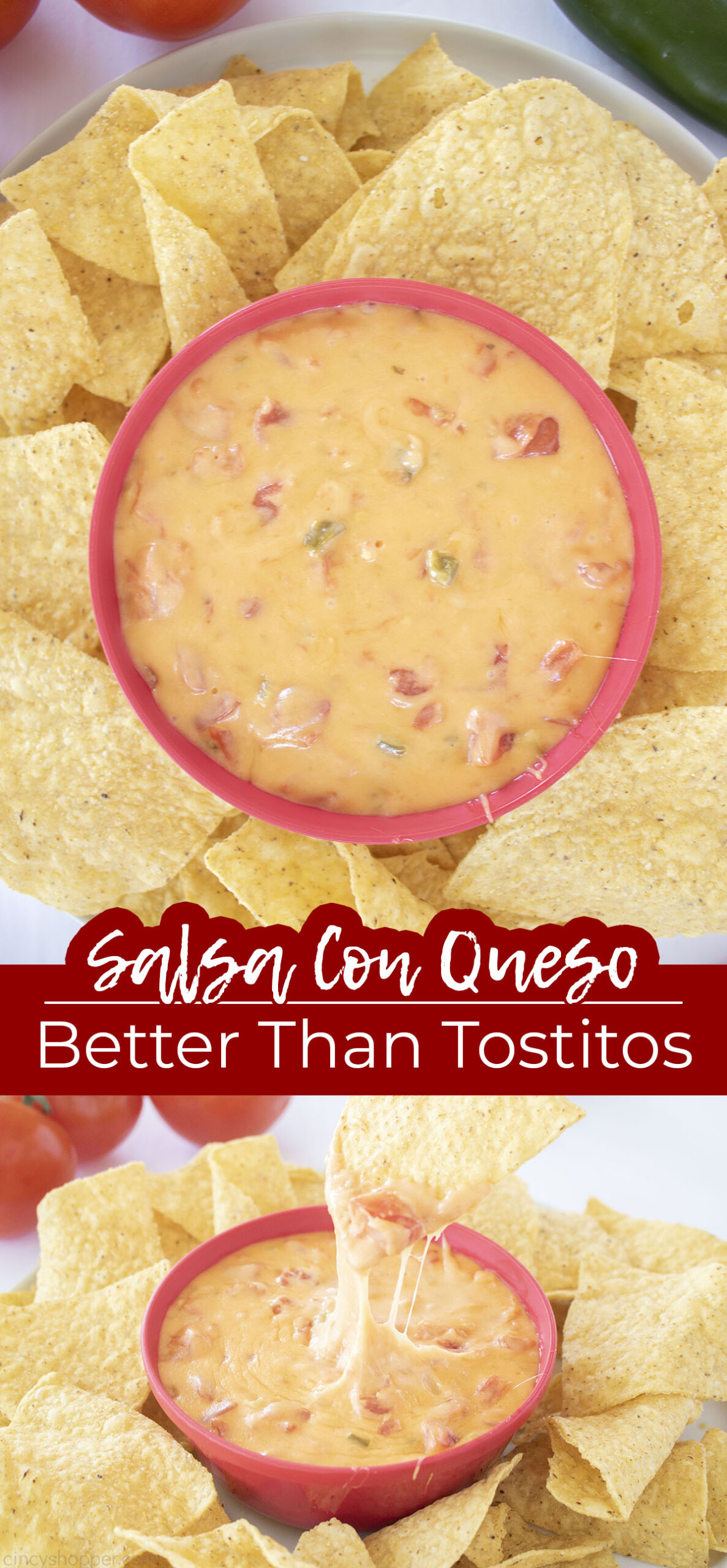 Long Pin Text on image Salsa Con Queso Better than Tostitos