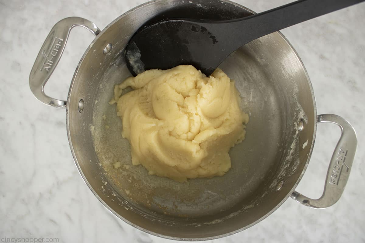 Pastry dough in a pan.