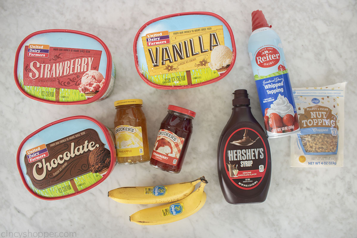 Banana Split Ingredients.