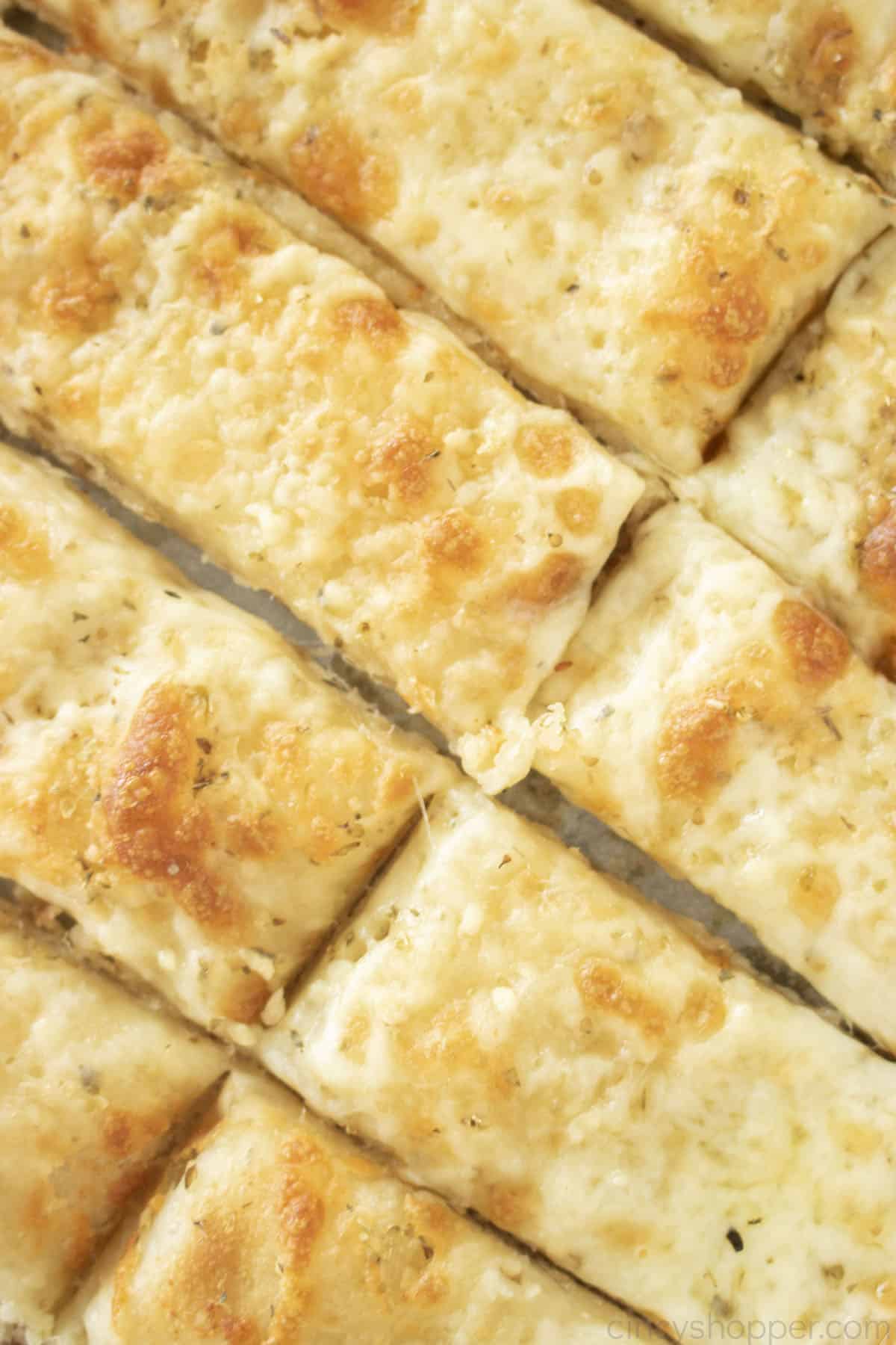 Cheesy Breadsticks sliced.