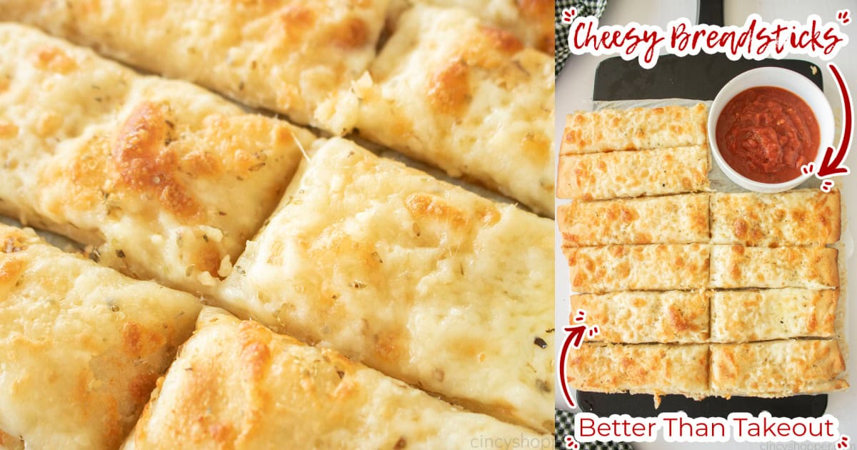 Collage Text on image Cheesy Breadsticks Better than Take Out