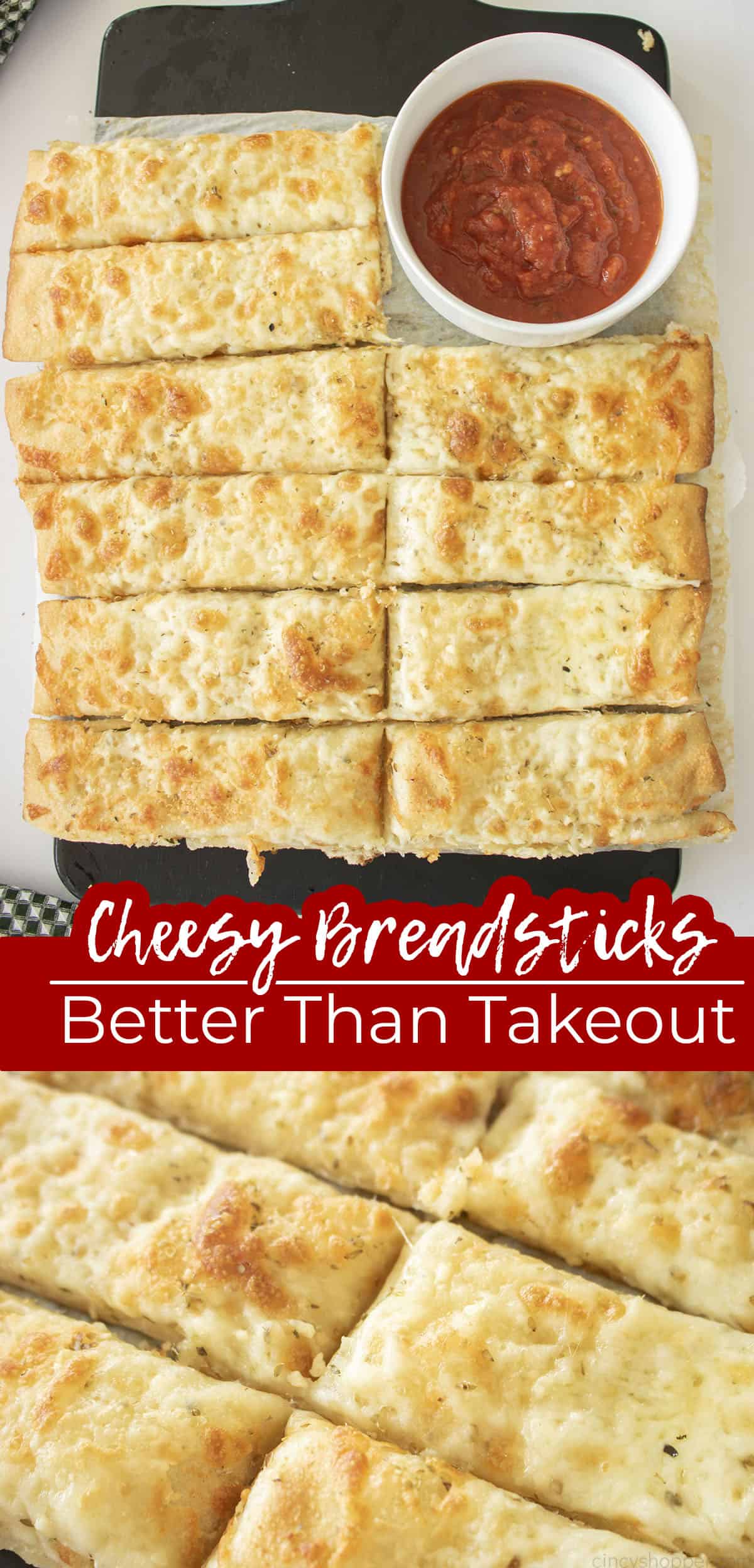 Long pin collage Cheesy Breadsticks Better than Take Out