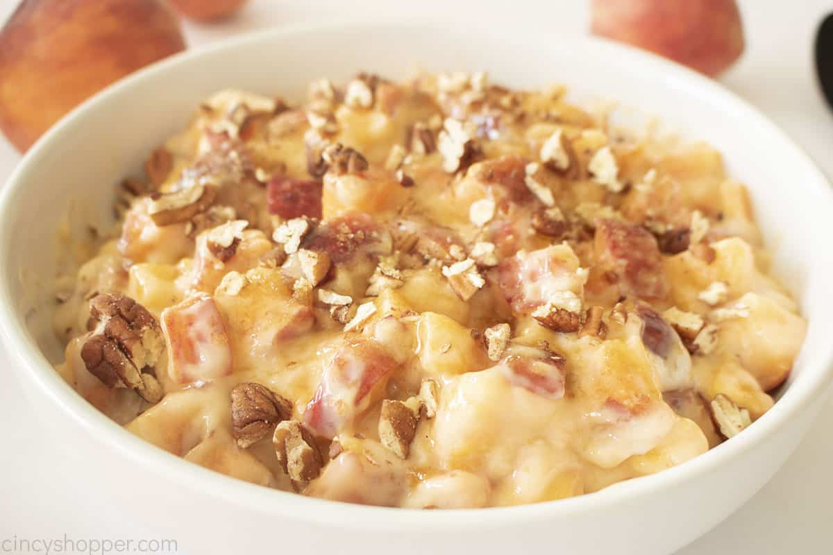 Bowl with Peach Cheesecake Salad.