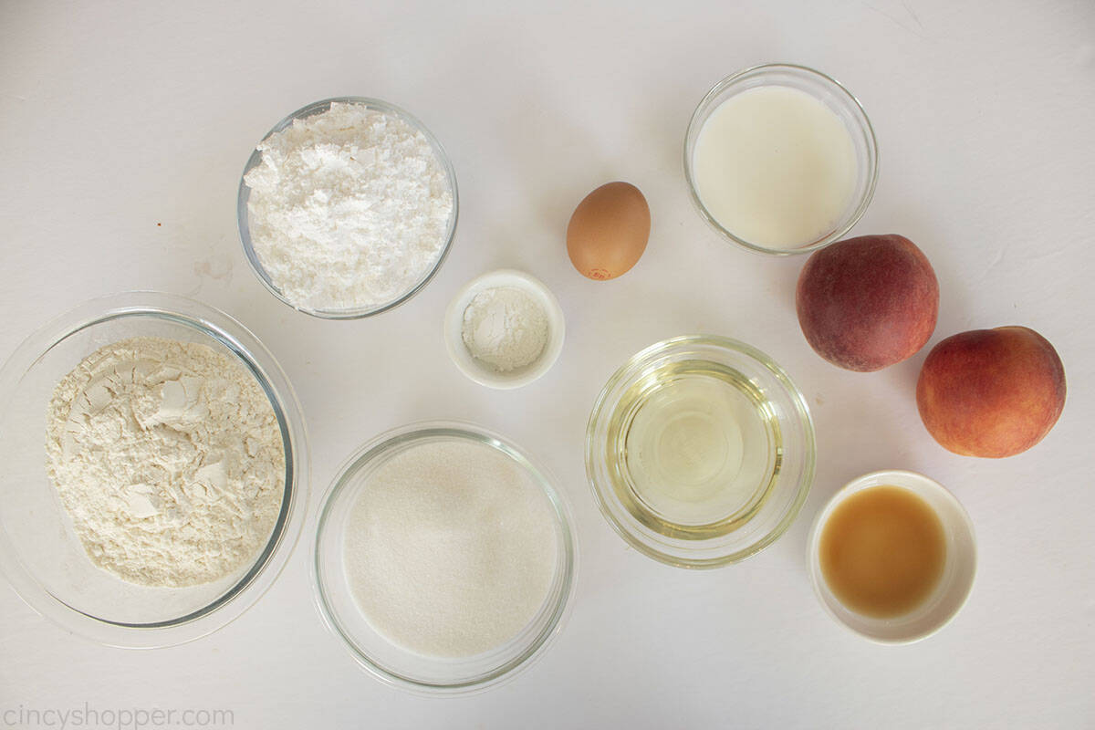 Peach bread ingredients. 