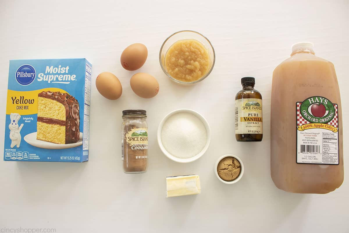 Ingredients to make Apple Cider Cake.