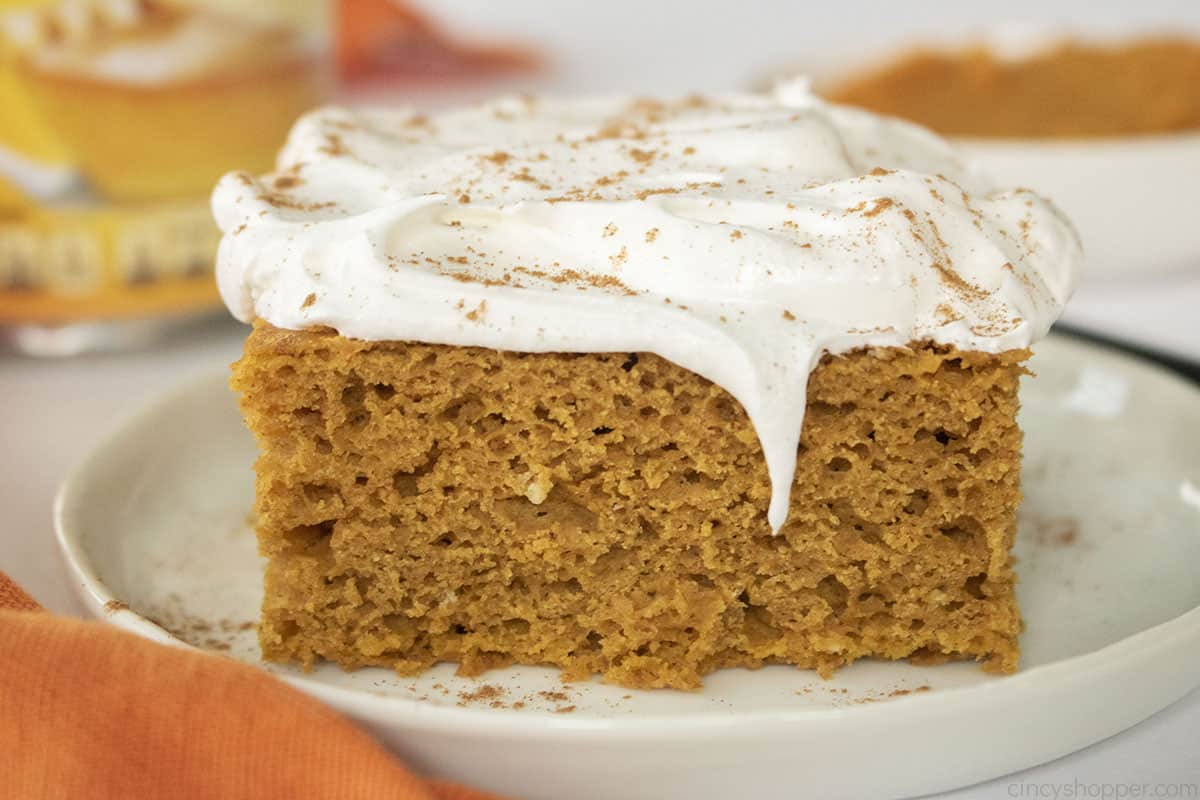 Piece of Pumpkin Spice Cake with 3 ingredients.