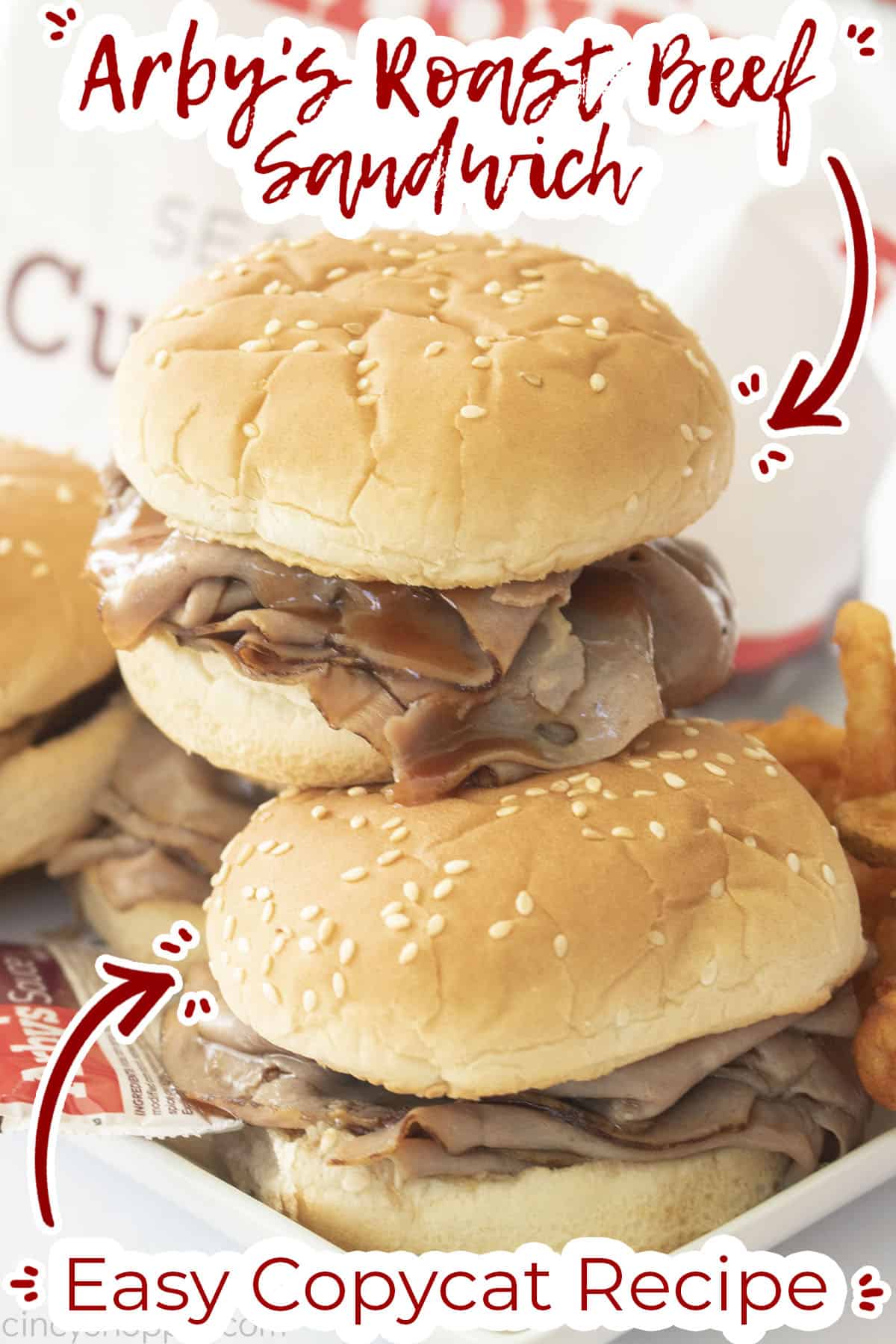 Text on image Arby's Roast beef Sandwich Easy CopyCay Recipe