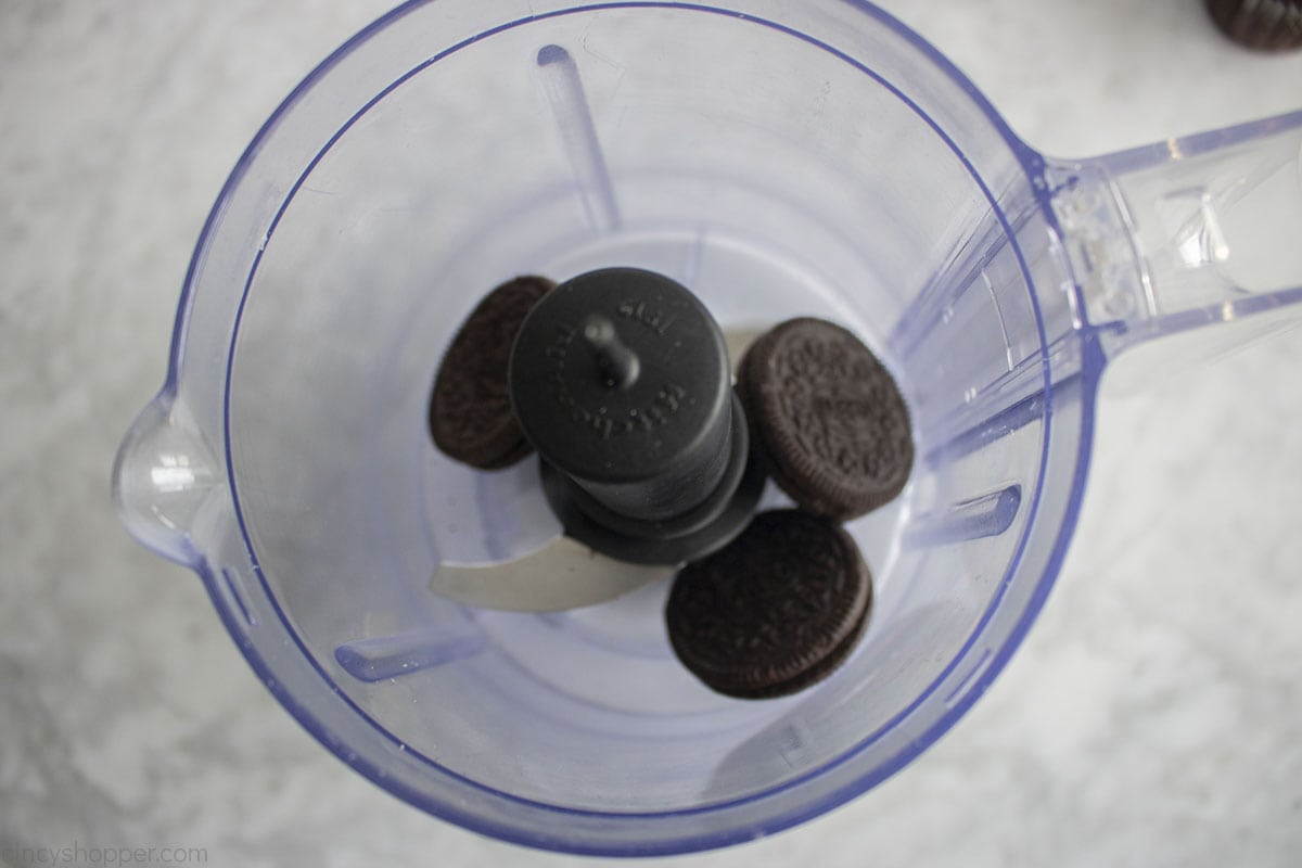 Oreo cookies in a food processor 