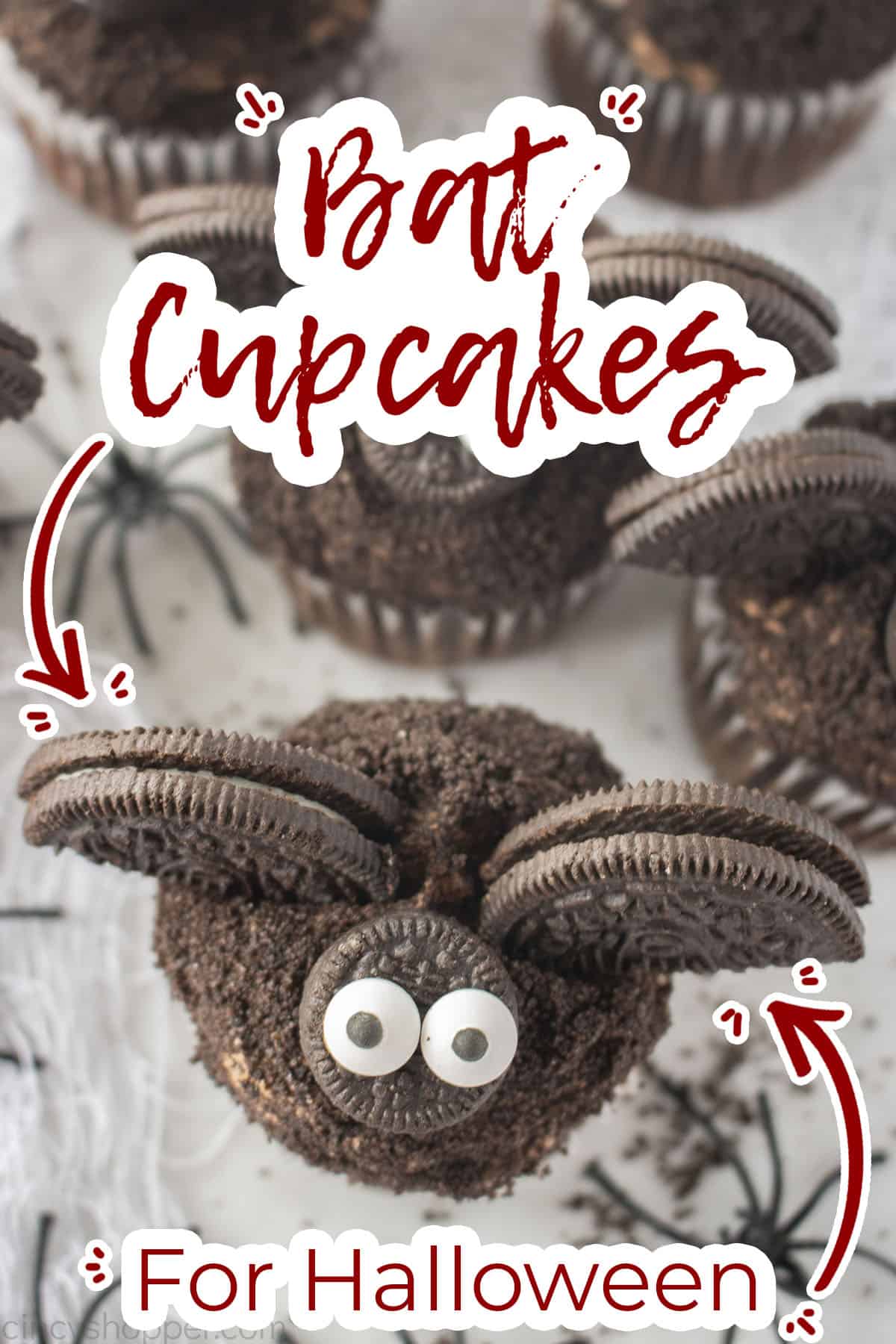 Text on image Bat Cupcakes For Halloween