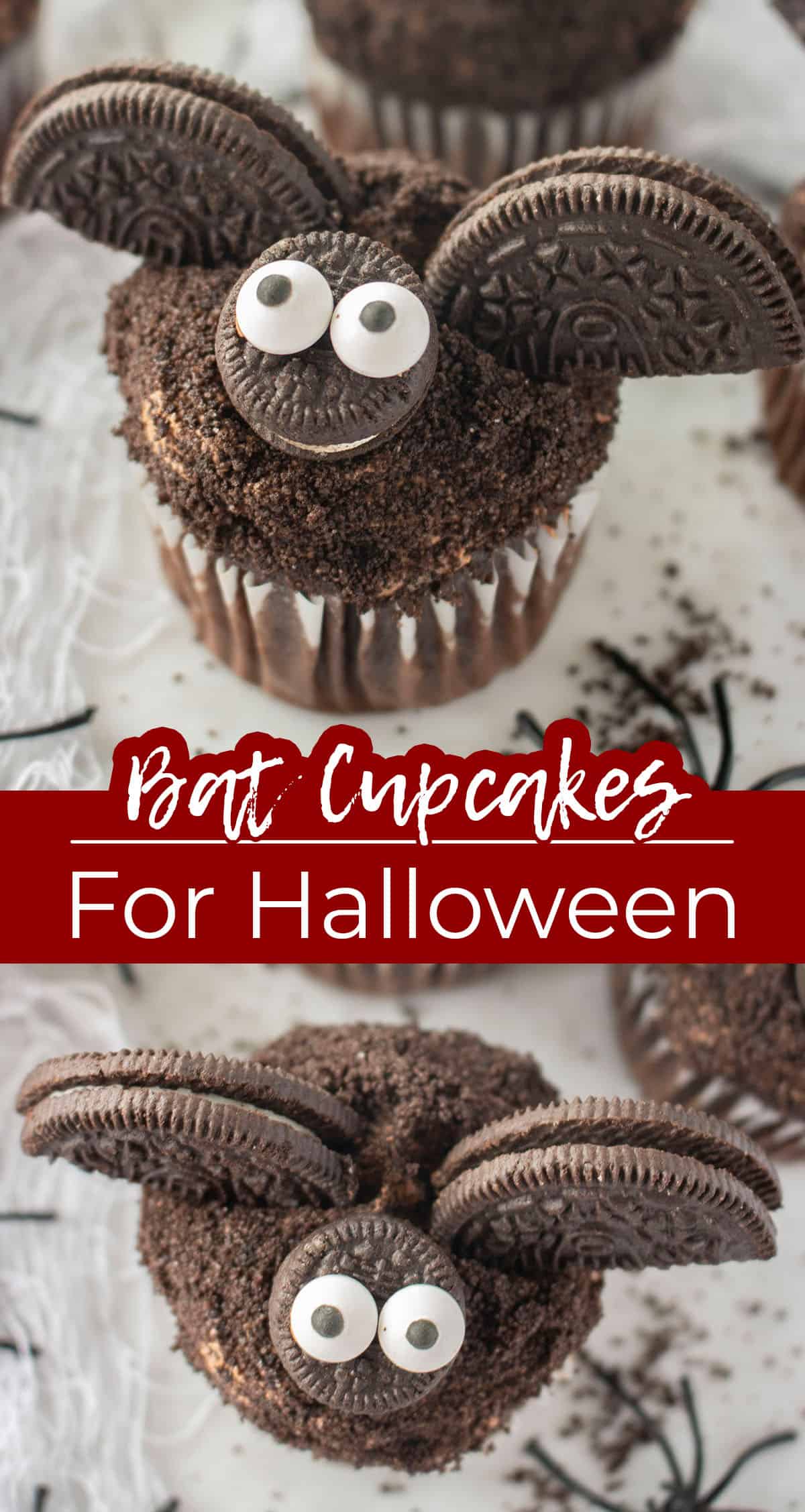 Long pin Text on image Bat Cupcakes For Halloween