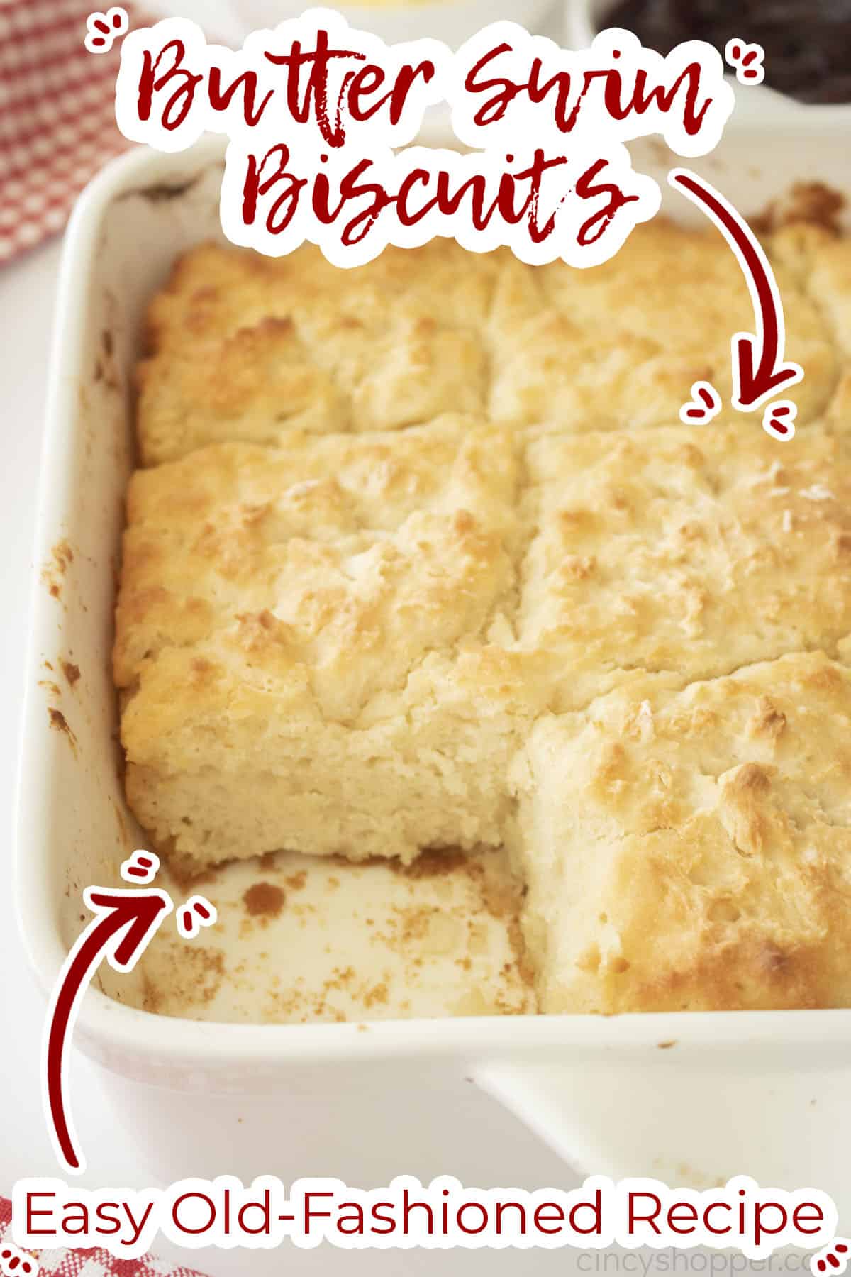 Text on image Butter Swim Biscuits Easy Old-Fashioned Recipe.