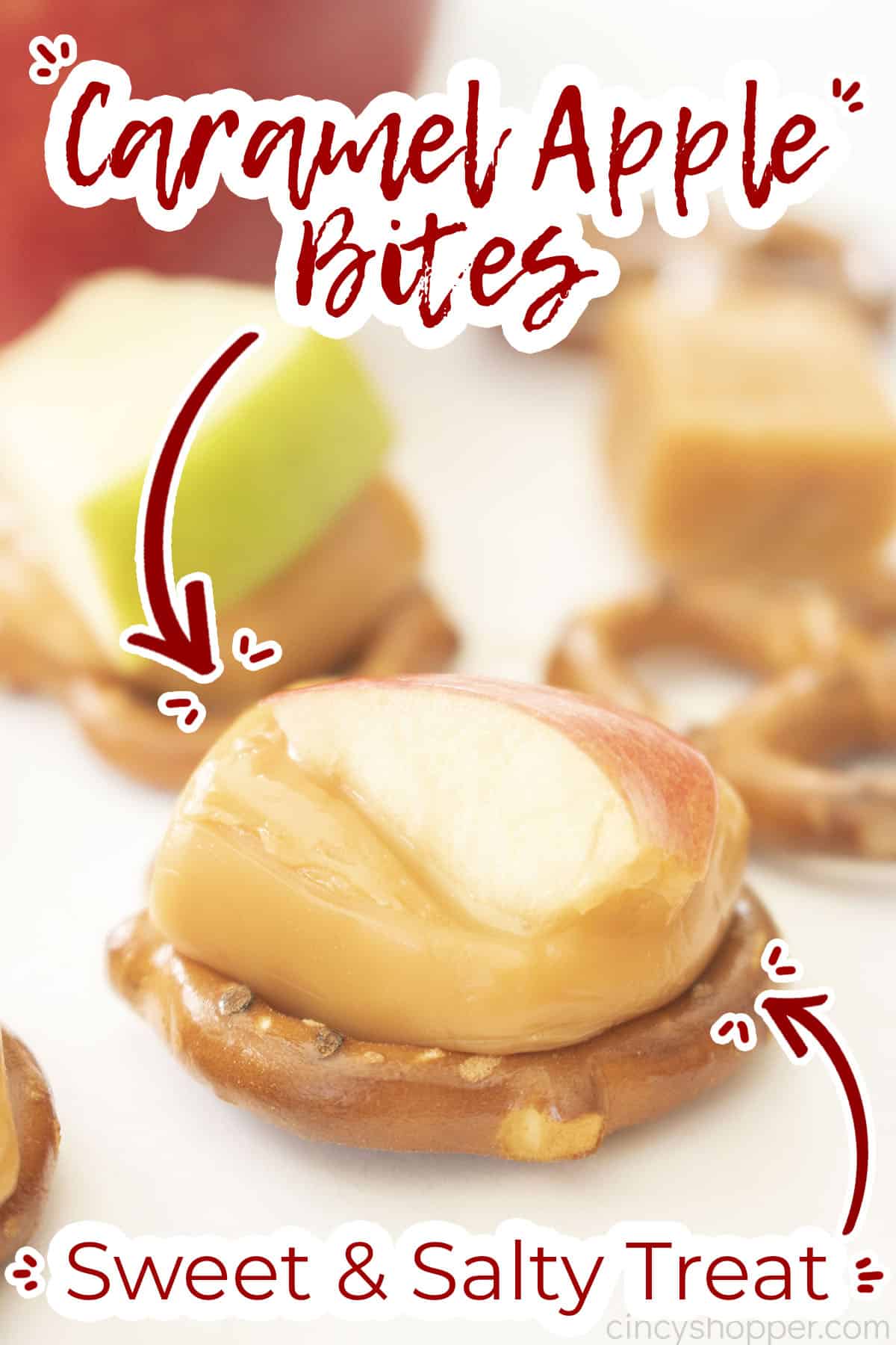 Text on image Caramel Apple Bites Sweet & Salty Treat.