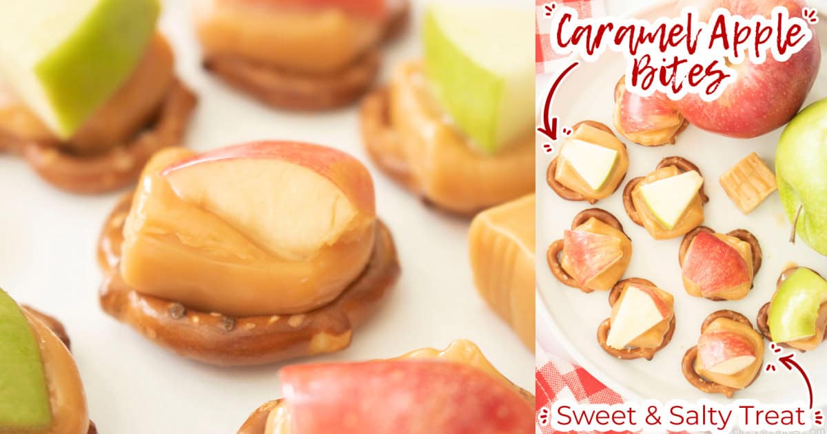 Collage with Text on image Caramel Apple Bites Sweet & Salty Treat.