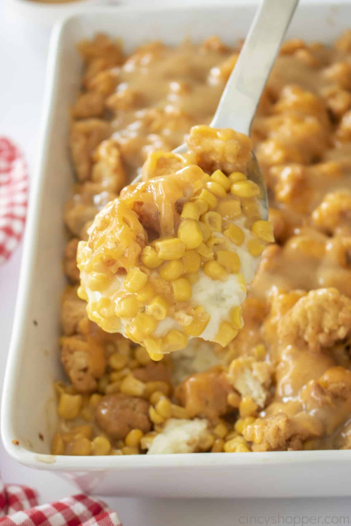 KFC Famous Bowl on a spoon.