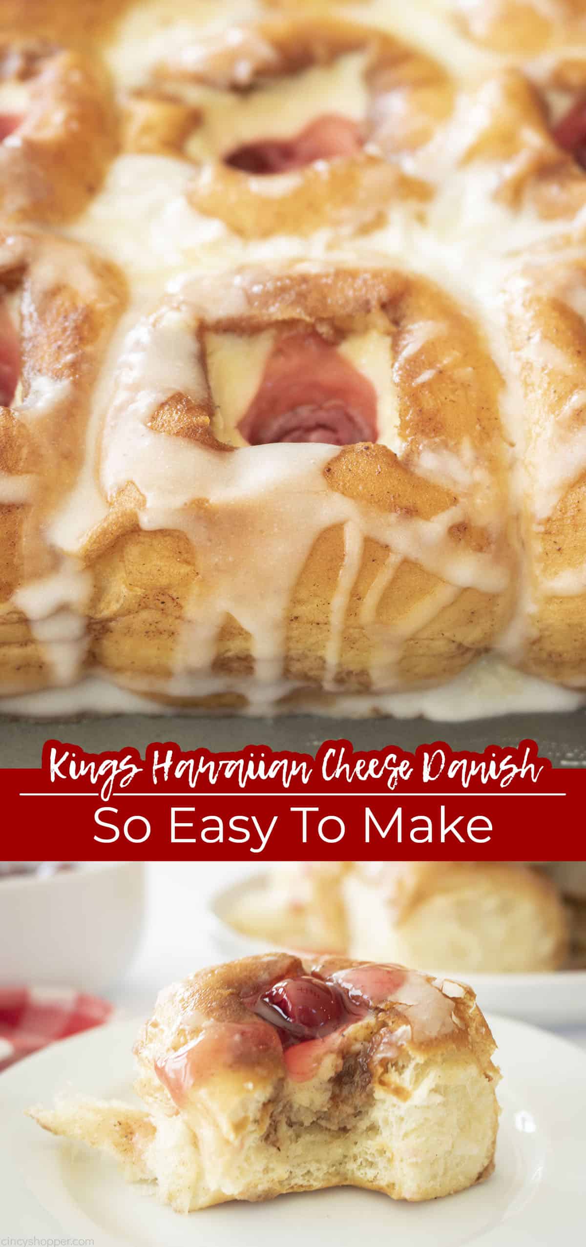 Long pin Collage with Text on image King's Hawaiian Cheese Danish - So Easy To Make.