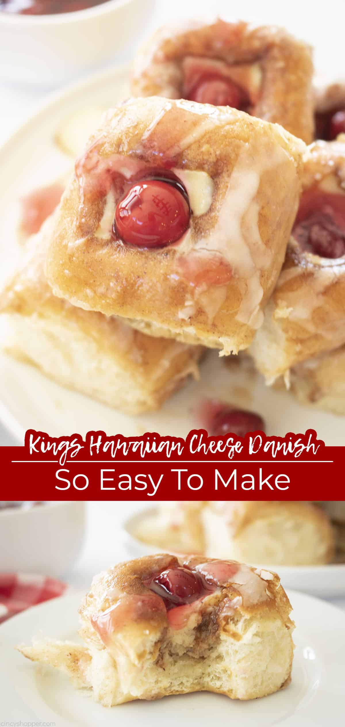 Long pin Collage with Text on image King's Hawaiian Cheese Danish - So Easy To Make.