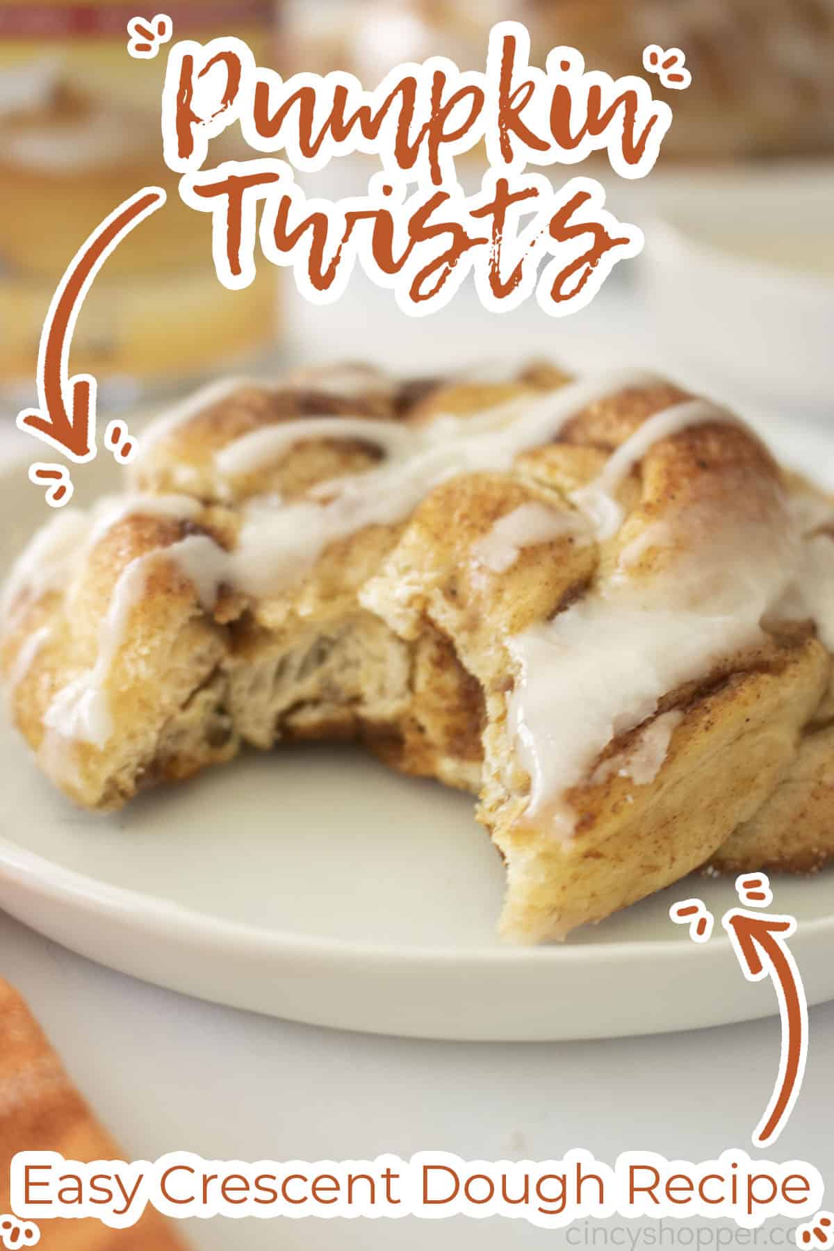 Text on image Pumpkin Twists Easy Crescent Dough Recipe