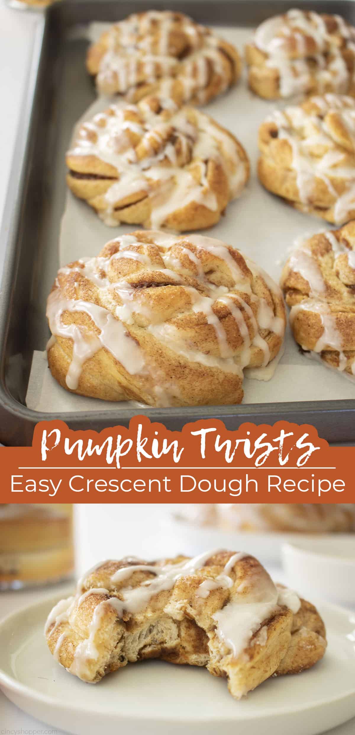 Long pin collage Text on image Pumpkin Twists Easy Crescent Dough Recipe